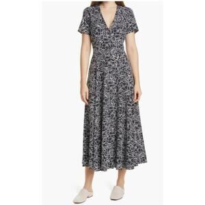 Dyvna‎ Print Button Front Silk Blend Midi Dress Size Large